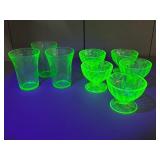 Uranium Glass Jeannette Point Setia Sherbet Bowls