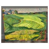 Original Pastoral Acrylic on Board, Unsigned