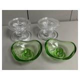 Two Pairs of Glass Candle Holders