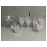 Large Assortment of Pressed Glass Wine Goblets