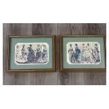 Pair of Framed Victorian Fashion Plate Prints