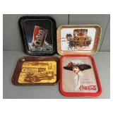 Four Original Coca Cola Trays