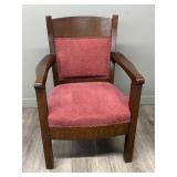 Oak Upholstered Nailhead Arm Chair
