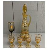 Vintage Amber Gold Bohemian Glass Decanter