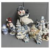 Group of Resin Winter Snowmen Figurines