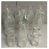 Ten Assorted Vintage Milk and Cream Bottles