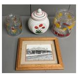 Three Canisters + Lids, Small Framed Print