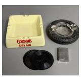 Two Advertising Ashtrays + Coasters