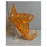 Orange Murano Hand Blown Glass Cornucopia
