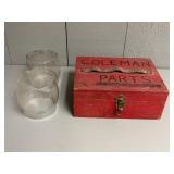 Wooden Box Filled w/ Coleman Lantern NOS Parts