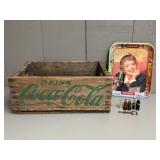 Coca Cola Wooden Crate & Tray & Tiny Bottles