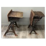 Pair of Student School House Desks