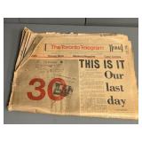 Final Issue of The Toronto Telegram Newspaper