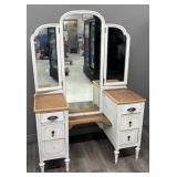 Painted White & Wood Vanity/Dressing Table