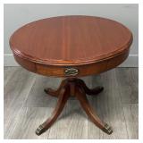 Mahogany Pedestal Drum Table with Brass Clawfoot