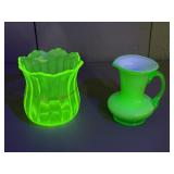 Pair of Diminutive Uranium Glass Pieces