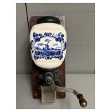 Blue + White Delft Wall Mount Coffee Grinder