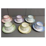 Set of Six Royal Albert "Rainbow" Cups + Saucers