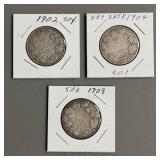 Three 50 Cent Canadian Sterling Silver Coins