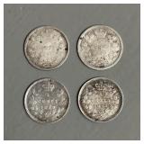Four Early Canadian Silver Dimes