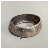 Sterling Silver Floral Engraved Bangle