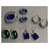 Costume Jewelry Earrings and Brooch