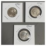 1937, 1940 Silver Quarters