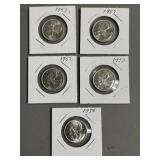 Four 25 Cent Canadian Silver Coins