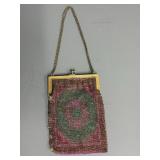 Art Deco Beaded Purse with Snap Closure + Chain