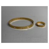 Gold Tone Bangle and Ring