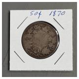 1870 50 Cent Canadian Sterling Silver Coin