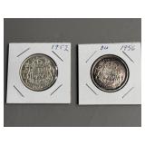 Two 50 Cent Canadian Silver Coins