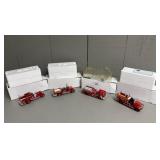 Four Die Cast Metal + Plastic Fire Trucks In Boxes