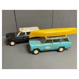 Two Tonka Jeep Wagoneer Toy Trucks, Canoe