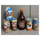 Five Collectible A&W Root Beer Cans & One Bottle