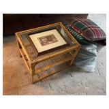 Rattan Glass Top Occasional Table