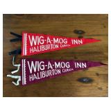 Pair of Felt Pennants 'Wig-a-Mog Inn'
