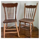 Two Wood Pressed Back Chairs
