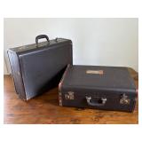 Pair of Brown Antique Suitcases With Keys