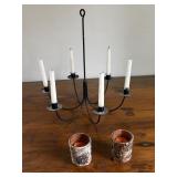 Metal Sxi Candle Chandelier + Birch Candle Holders