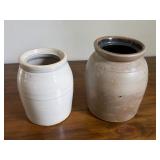 Two Salt-Glazed Stoneware Crocks