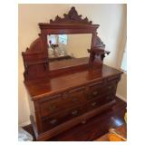 Carved Sideboard w/ Mirror + Display Shelves