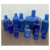 Collection of Blue Glass Bottles