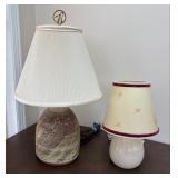 Two Ceramic Table Lamps + Shades
