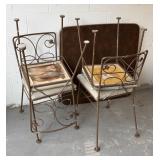 Four Metal Chairs + Folding Card Table