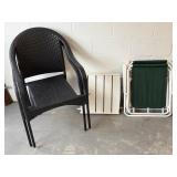 Pair of Outdoor Arm Chairs, Two Folding Chairs