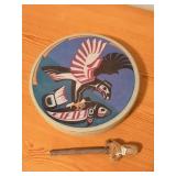 Vintage Hand Crafted Haida Hand Drum