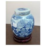 Large Ginger Jar on Wood Base