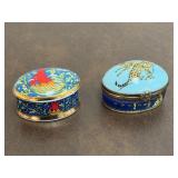 Two Painted Ceramic Pill/Trinket Boxes