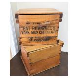 Pair of Wooden Storage Crates + Lids